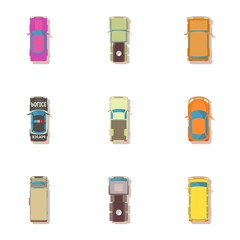 Poster - Urban auto icons set. Cartoon set of 9 urban auto vector icons for web isolated on white background