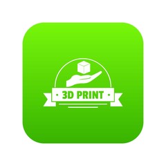 Poster - Industry 3d printing icon green vector isolated on white background