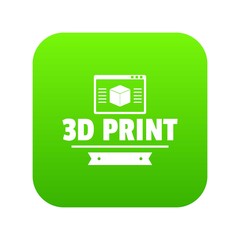 Poster - Material 3d printing icon green vector isolated on white background