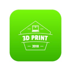 Poster - Design 3d printing icon green vector isolated on white background