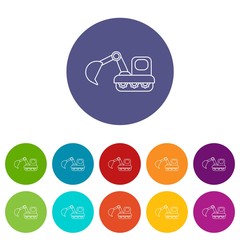 Poster - Excavator icons color set vector for any web design on white background