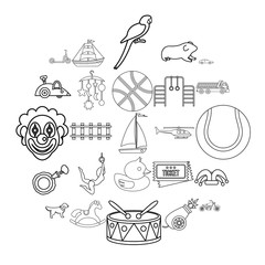 Poster - Puerility icons set. Outline set of 25 puerility vector icons for web isolated on white background