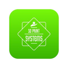 Poster - Systems 3d printing icon green vector isolated on white background