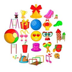 Poster - Feast for kid icons set. Cartoon set of 25 feast for kid vector icons for web isolated on white background