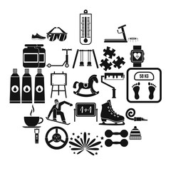 Poster - Childrens activities icons set. Simple set of 25 childrens activities vector icons for web isolated on white background
