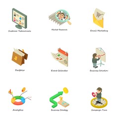 Poster - Endeavor icons set. Isometric set of 9 endeavor vector icons for web isolated on white background