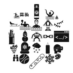 Poster - Teenage sport icons set. Simple set of 25 teenage sport vector icons for web isolated on white background