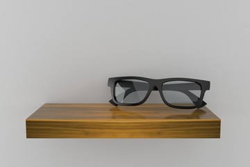 Canvas Print - Glasses on wooden shelf