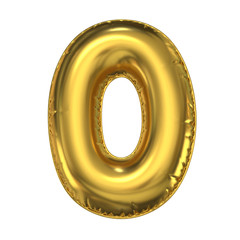 Poster - Golden balloon font 3d rendering, number 0