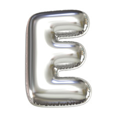 Poster - Silver balloon font 3d rendering, letter E