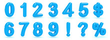 Glossy Blue Number 3d Render Bubble Font