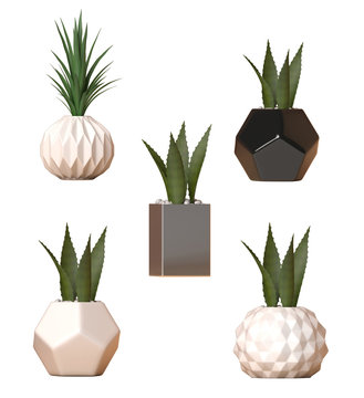 Ceramic vase collection Vol. 2 isolated on white background, 3d rendering