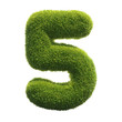Grass font 3d rendering number 5