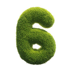 Poster - Grass font 3d rendering number 6