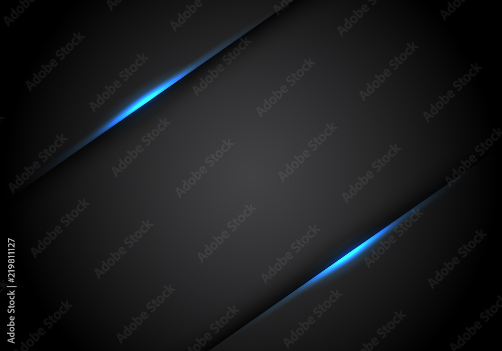 Abstract blue light line shadow on black blank space design modern ...