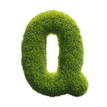 Grass Font 3d Rendering Letter Q