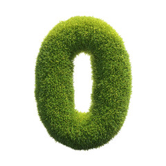 Grass font 3d rendering letter O