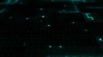 Fototapete - 3d render abstract background with glow dots. Straight lines made of dots with random radius. Digital loopable background.
