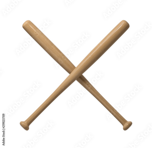 Rendering Of Two Wooden Baseball Bats With Polish Finishing Rendering Of Two Wooden Baseball Bats With Polish Finishing Making A Cross Shape On White Background