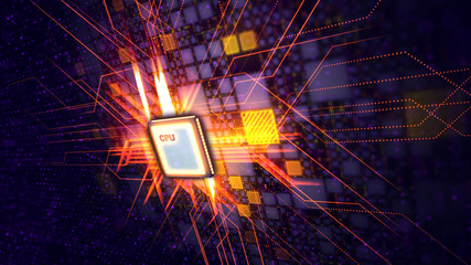 Poster - Micro CPU forms a sparkling plasma order