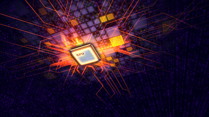Poster - Micro CPU shapes a window in black future