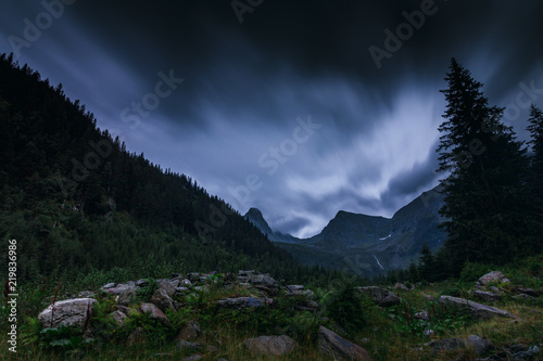 Fotografering Mysterious and mystical view of the night mountains