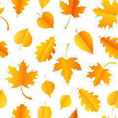 Wall Mural - Seamless pattern with colorful autumn leaves
