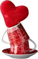 Poster - Valentine's Day Cups  with Plush Heart - Isolated