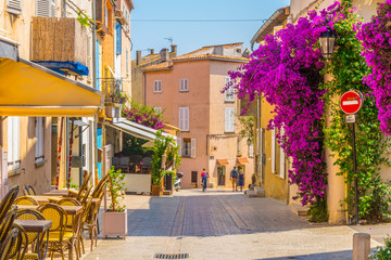 Wall Mural - View of a narrow street in the center of Saint Tropez, France