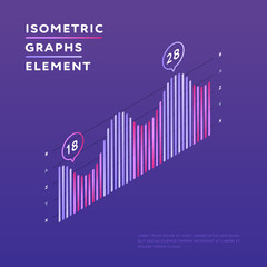 Sticker - Minimalist isometric design of chart showing statistics on purple background