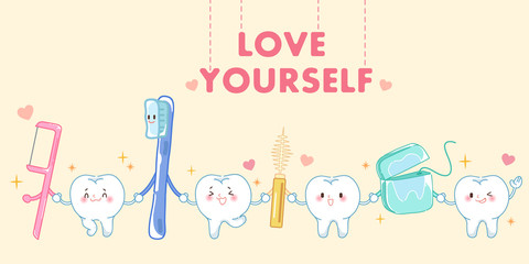 Wall Mural - tooth with love yourself concept