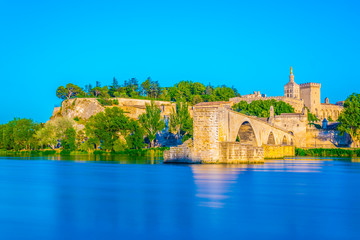 Poster - Cityscape of Avignon with Palais des Papes, Cathedral of Our Lady and Pont Saint Benezet, France