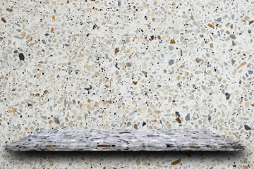 Wall Mural - Empty top of polished terrazzo stone shelves on terrazzo background, product display, you can put product on shelves.