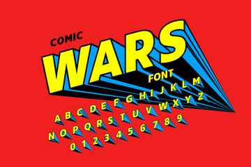Poster - comics style font design, alphabet letters and numbers