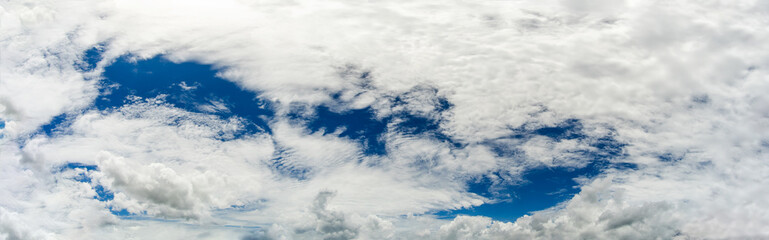 white fluffy clouds in the blue sky. sky panorama