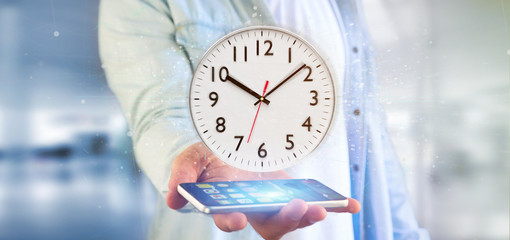 Poster - Man holding a clock timer 3d rendering