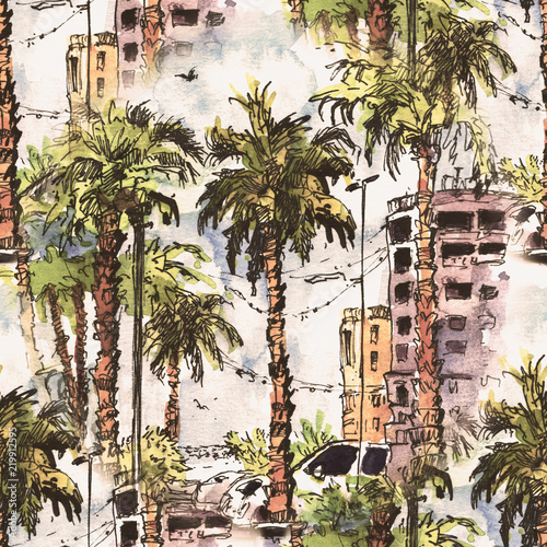wzor-srodmiescie-z-ulica-i-budynkami-miami-city-na-florydzie-usa-powitalny-akwarela-z-recznie-rysowane-szkic-ilustracji-retro-kolorowe