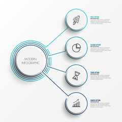 Poster - Abstract elements of graph infographic template with label, integrated circles. Business concept with 4 options. For content, diagram, flowchart, steps, parts, timeline infographics, workflow layout.