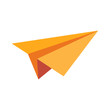 Simple, flat, orange paper plane icon. Isolated on white