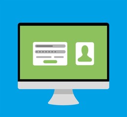 Poster - registration to the site in a flat style