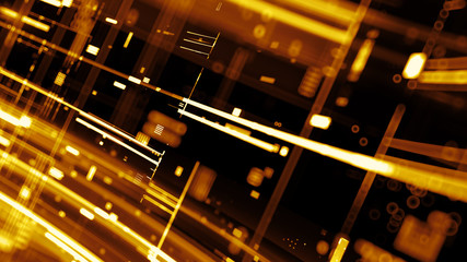 Poster - 3d render abstract background with bright digital patterns. Complex detailed technology concept.