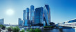 Panoramic view of Moscow-City and Moscow River. International business center in the daytime