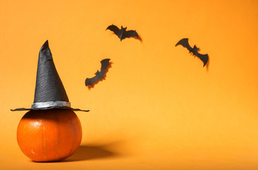 composition of pumpkins to halloween with space for text