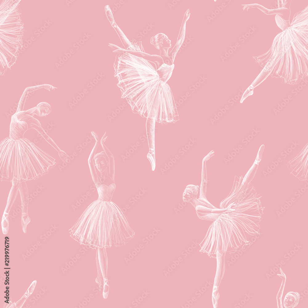Seamless ballerina - obrazy, fototapety, plakaty 