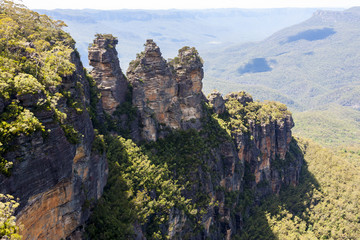 Sticker - Three Sisters is the Blue Mountains’ most Impressive landmark. Located at Echo Point Katoomba, New South Wales, Australia