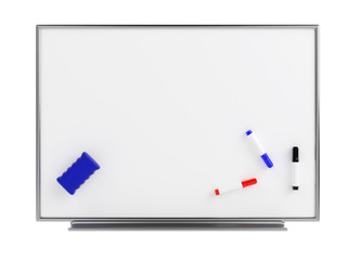 Wall Mural - Empty whiteboard (magnetic board) isolated on white. Mockup template - 3D rendering