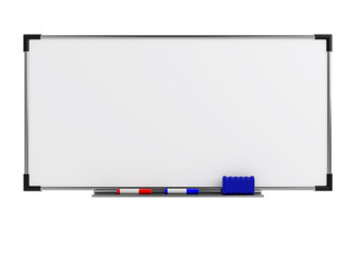 Wall Mural - Empty whiteboard (magnetic board) isolated on white. Mockup template - 3D rendering
