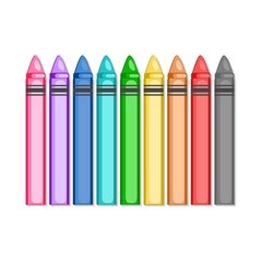 Sticker - Colorful crayons on white background