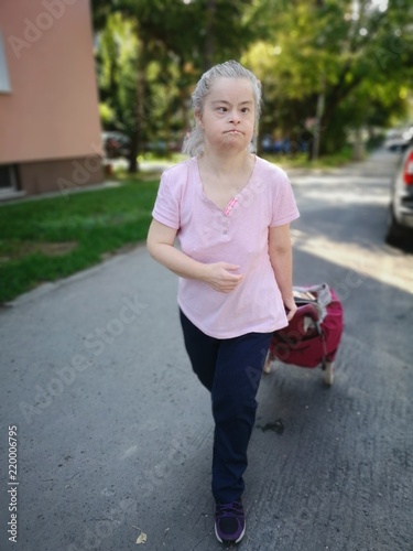 portrait of old woman with down syndrome Poster Mural XXL