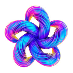 Canvas Print - Holographic abstract twisted shape in fluid design 3D render